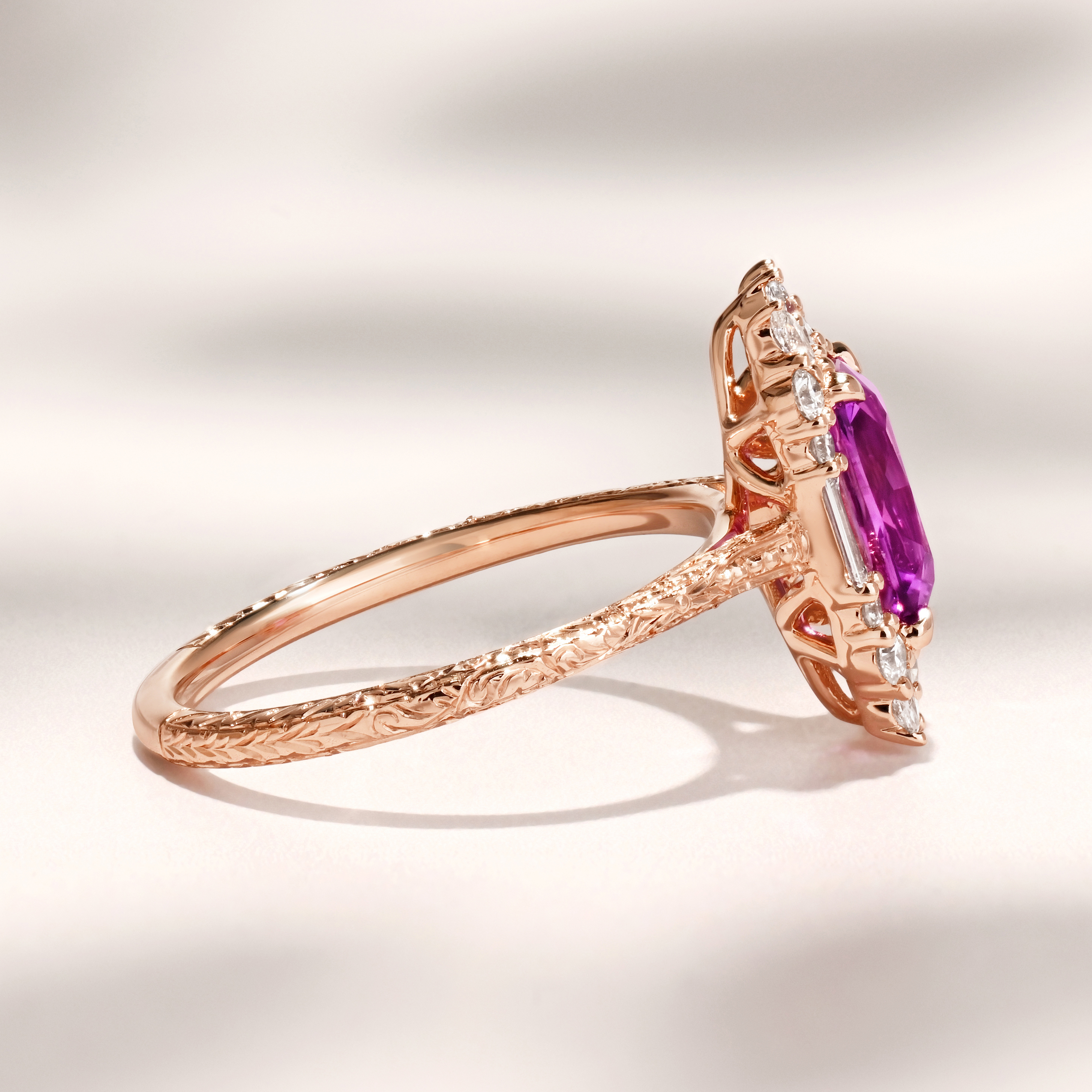 Phoenix Ring I 1.71ct Long Cushion Pink Sapphire