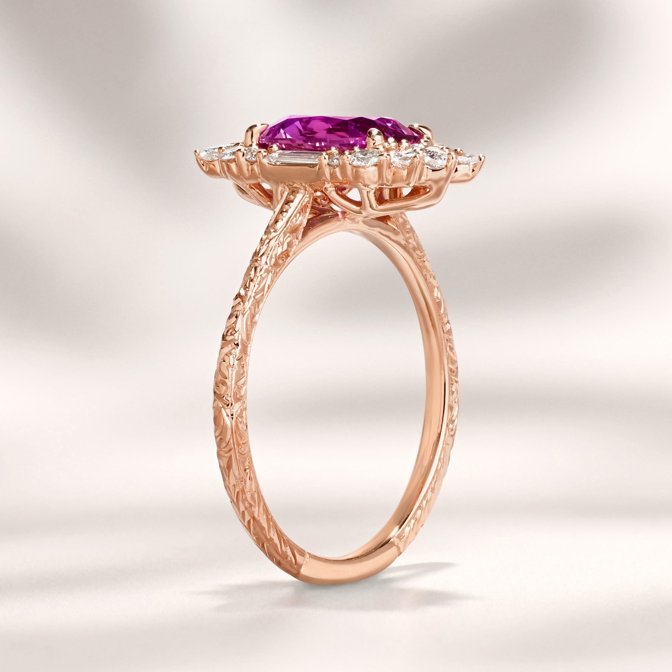 Phoenix Ring I 1.71ct Long Cushion Pink Sapphire