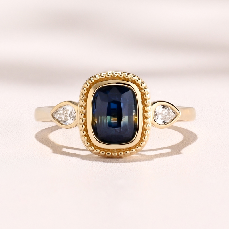 Linden Ring I 2.12ct Long Cushion Blue Sapphire