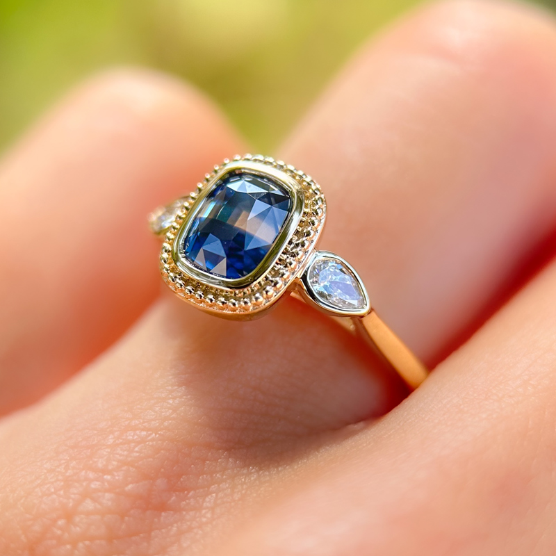 Linden Ring I 2.12ct Long Cushion Blue Sapphire