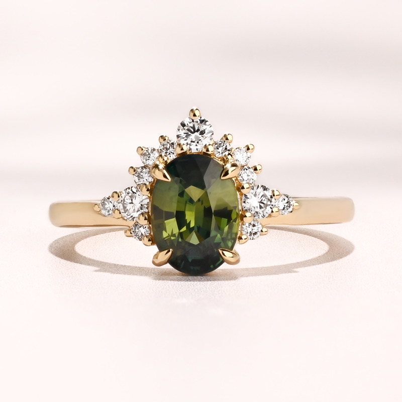 Splendor Ring I 1.55ct Oval Teal Sapphire