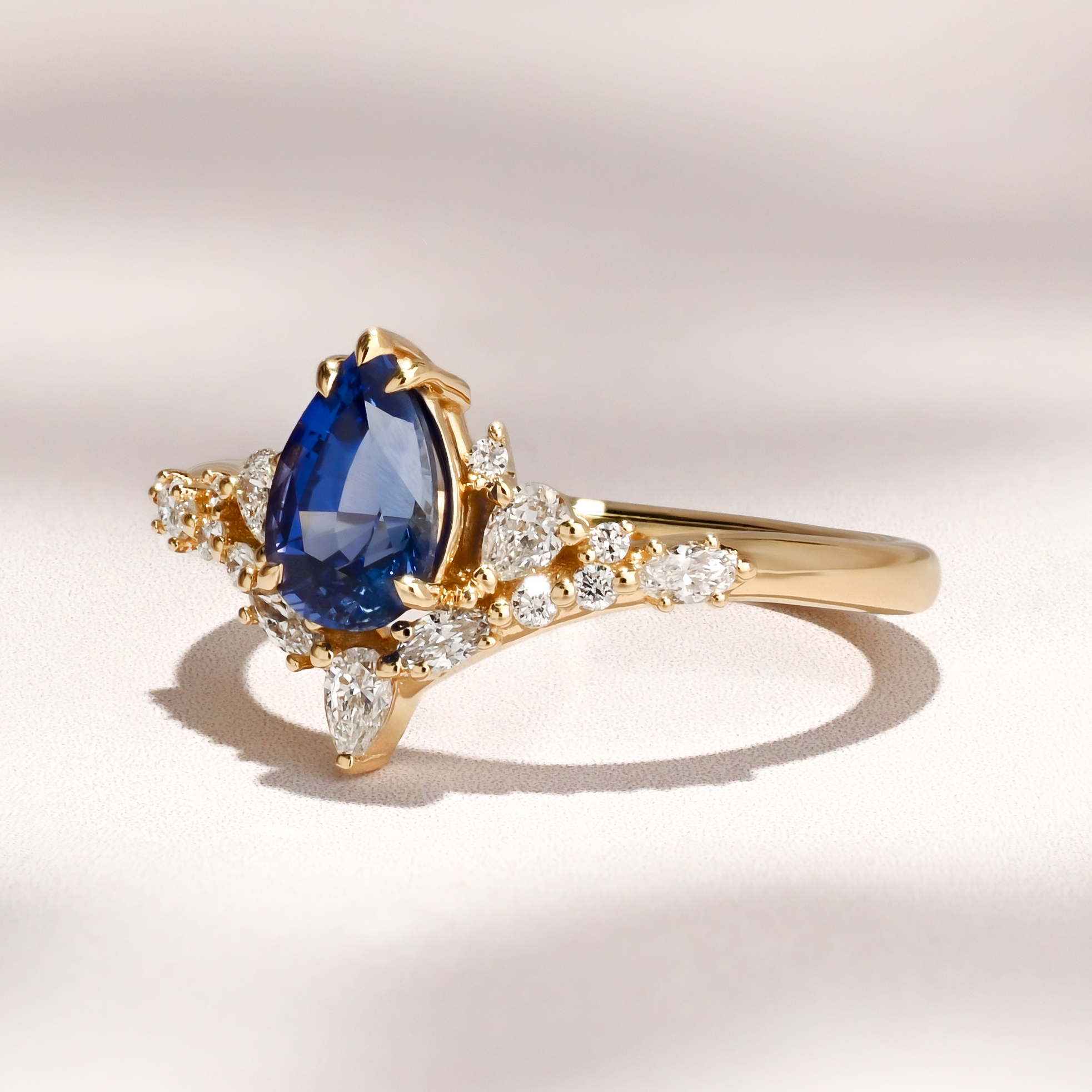 Eira Ring I 1.14ct Pear Madagascar Blue Sapphire