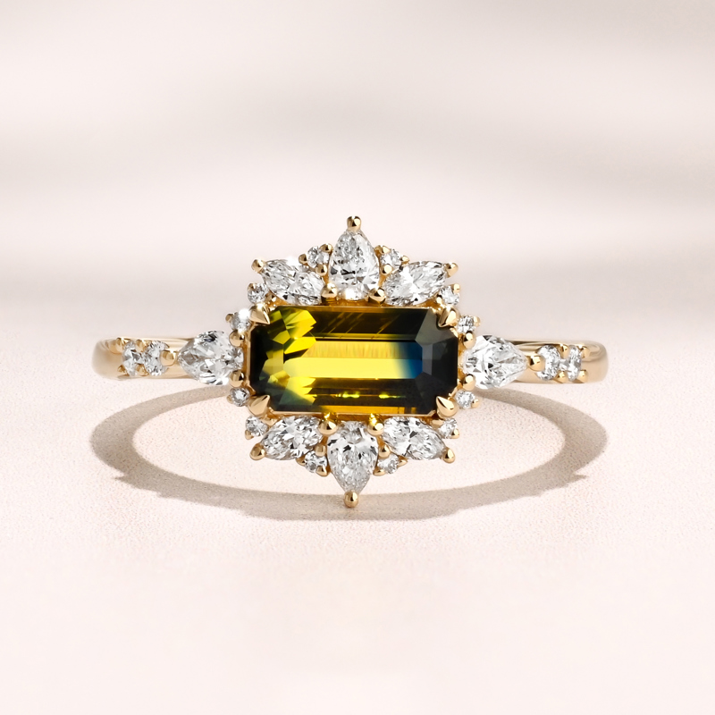 Serenade Ring I 1.07ct Bi-color Rectangular Sapphire