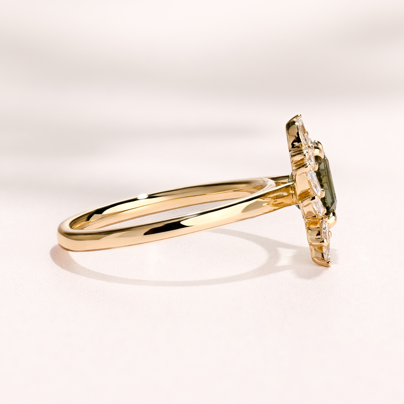 Peak Floret  Ring I 1.55ct  Rectangular Teal Sapphire