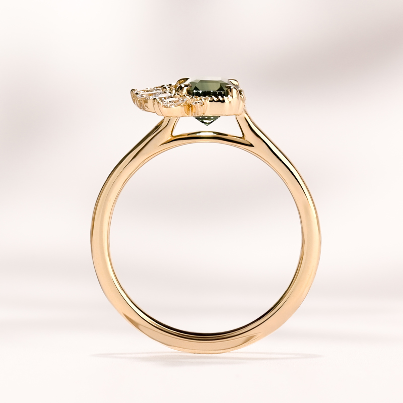 Peak Floret  Ring I 1.55ct  Rectangular Teal Sapphire