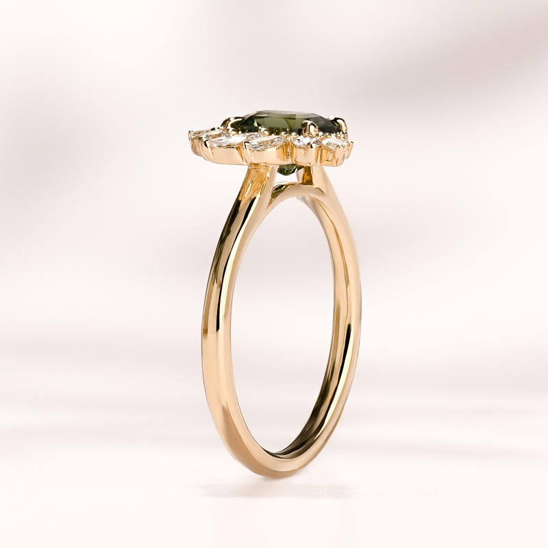 Peak Floret  Ring I 1.55ct  Rectangular Teal Sapphire