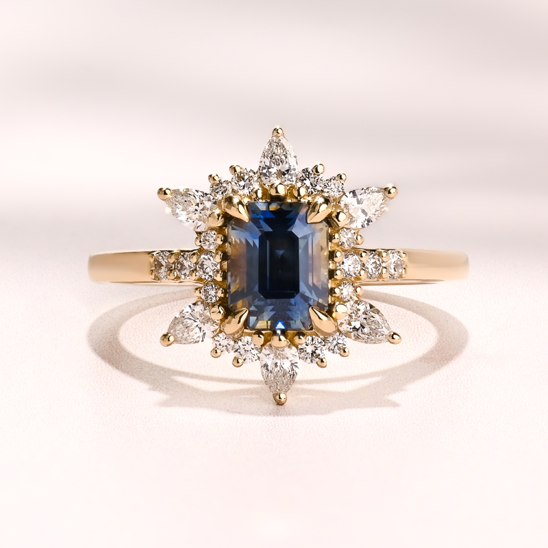 Lotus Light Ring I 1.53ct Teal Sapphire