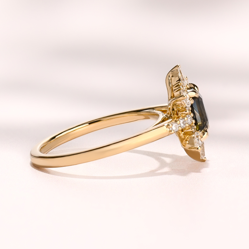 Lotus Light Ring I 1.53ct Teal Sapphire