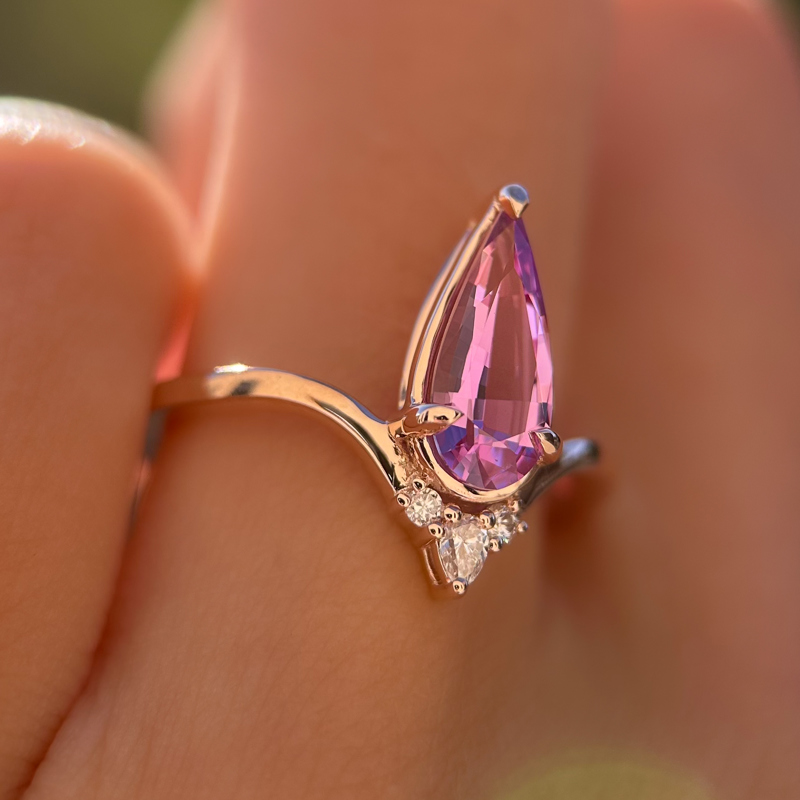 Avalon Ring I 1.24 Long Pear Pink Sapphire