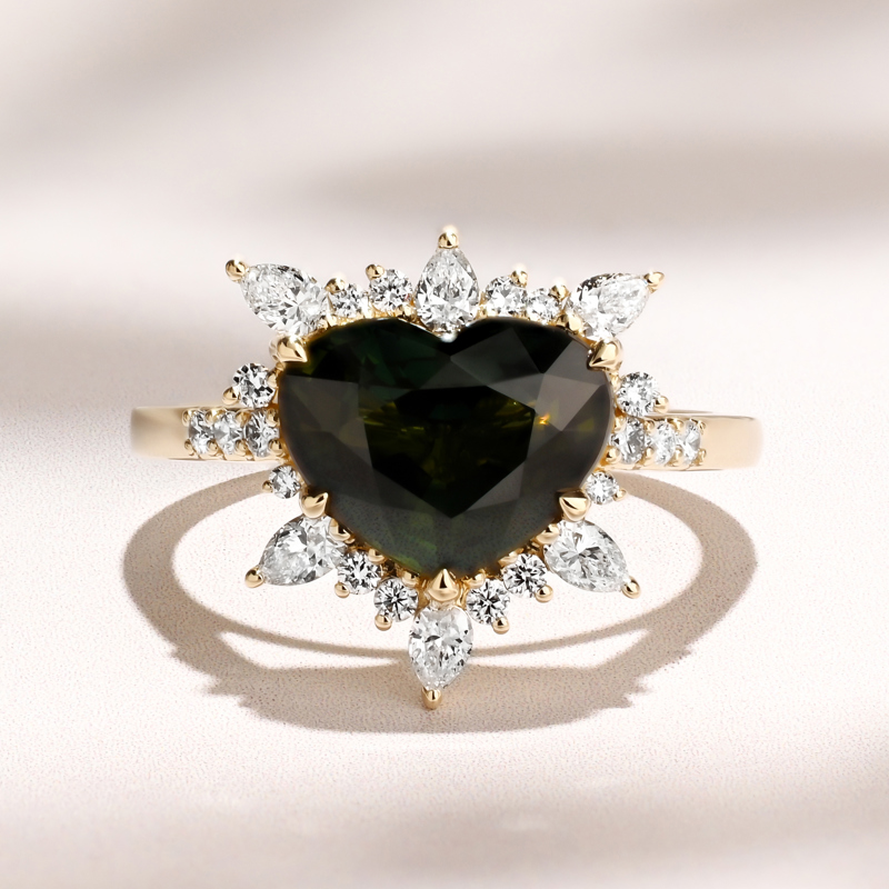 Astra Ring | 3.75ct Heart Shape Green Sapphire