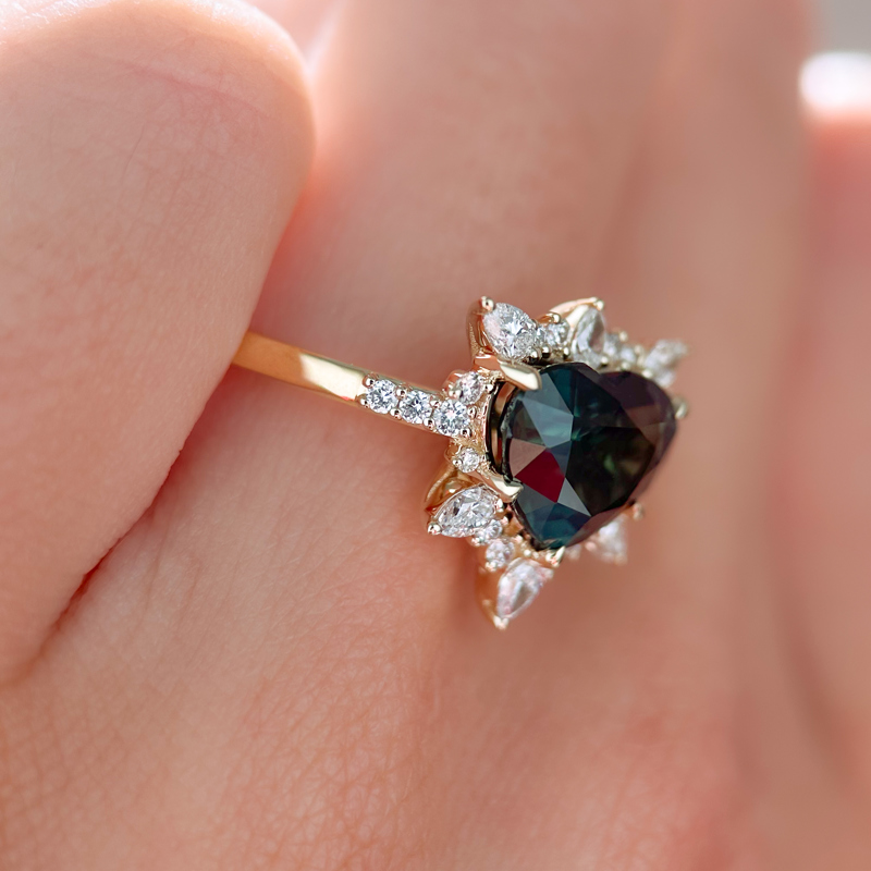 Astra Ring | 3.75ct Heart Shape Green Sapphire