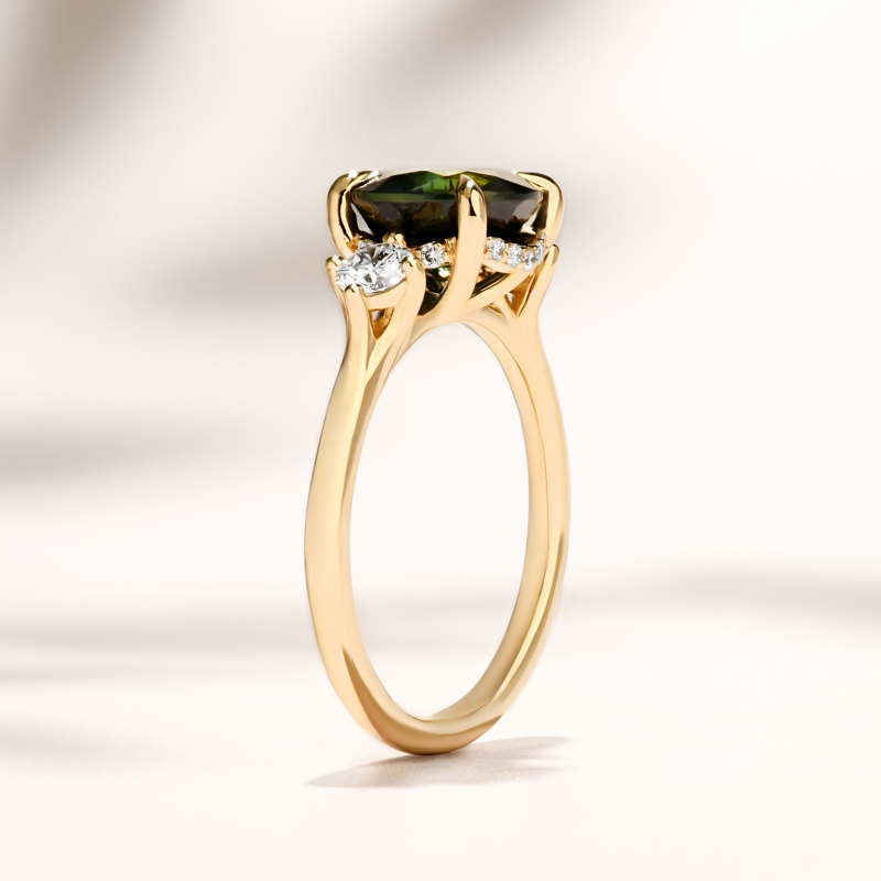 Triplicity Ring | 3.14ct Round Green Sapphire