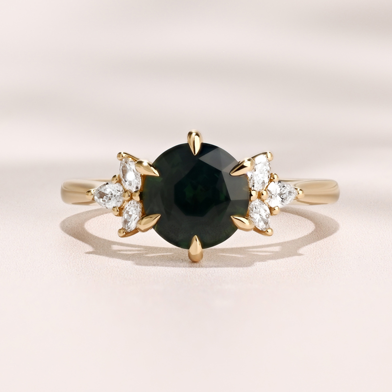 Soleil Ring | 1.82ct Round Green Sapphire