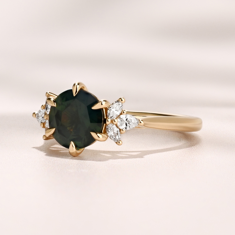 Soleil Ring | 1.82ct Round Green Sapphire