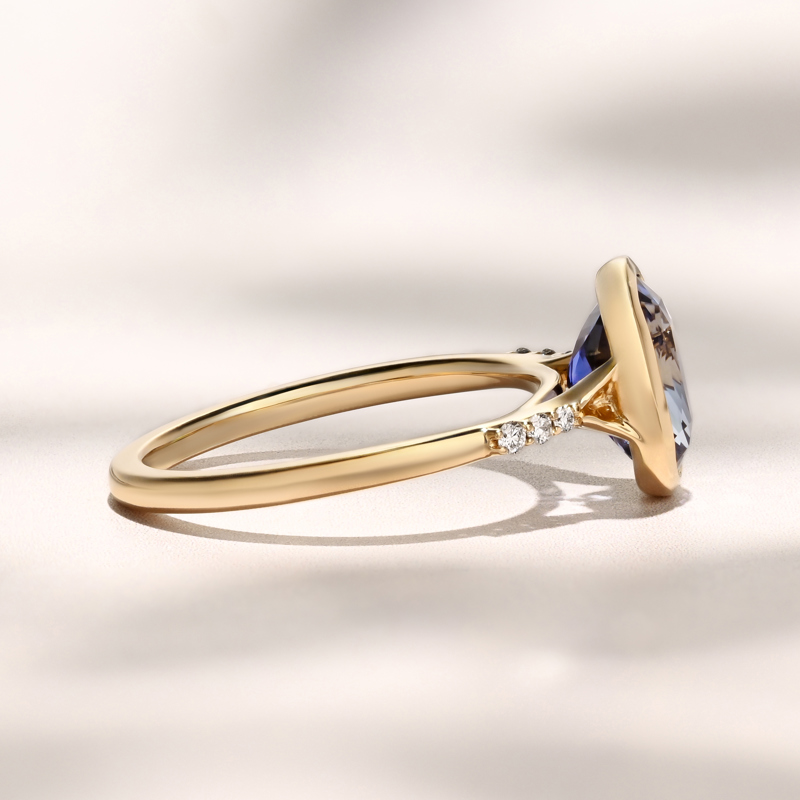 Aven Bezel Ring | 2.34ct Elongated Cushion Blue Madagascar Sapphire