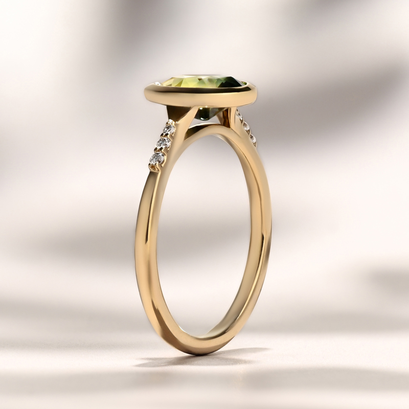 Aven Bezel Ring | 1.38ct Pear Bi-Color Madagascar Sapphire