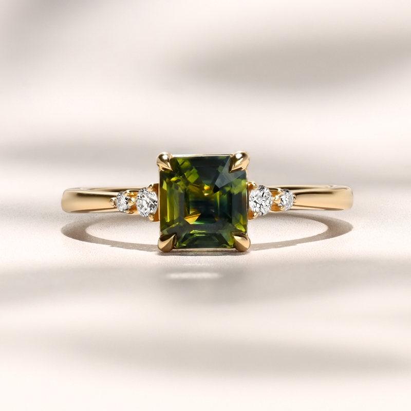 Cora Ring | 1.51ct Teal-Green Asscher Madagascar Sapphire