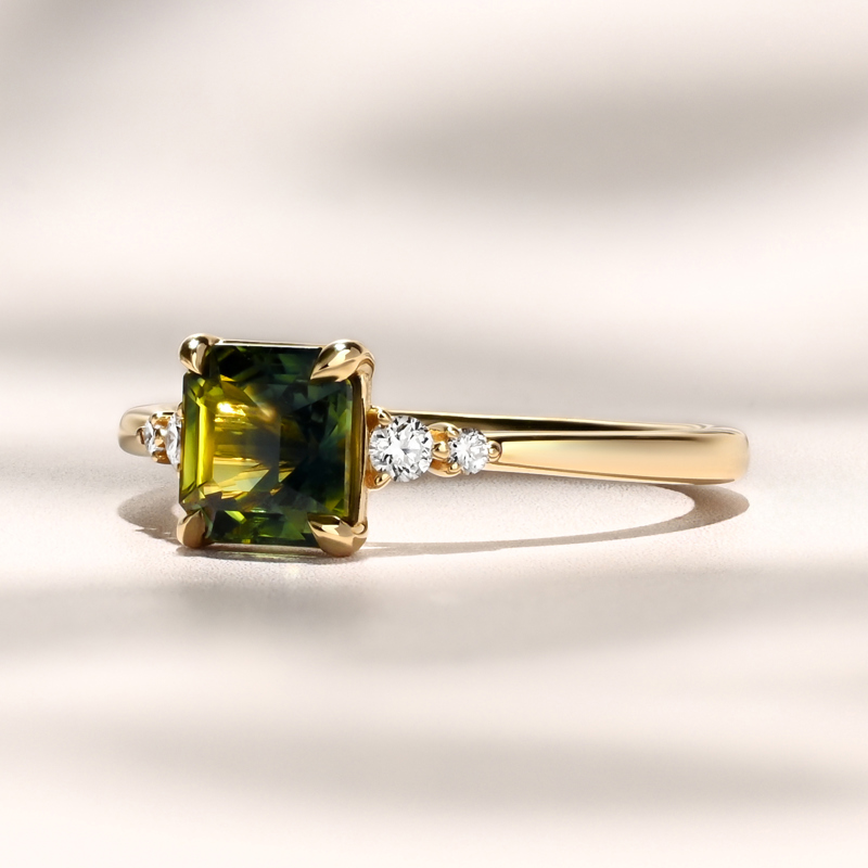 Cora Ring | 1.51ct Teal-Green Asscher Madagascar Sapphire
