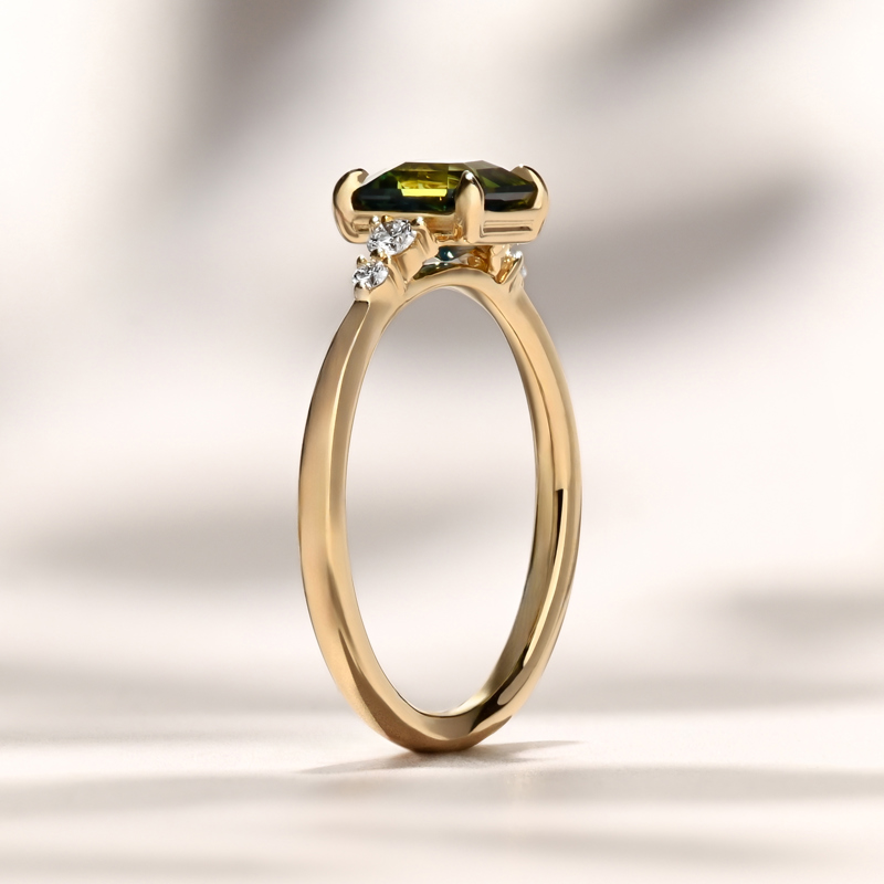 Cora Ring | 1.51ct Teal-Green Asscher Madagascar Sapphire