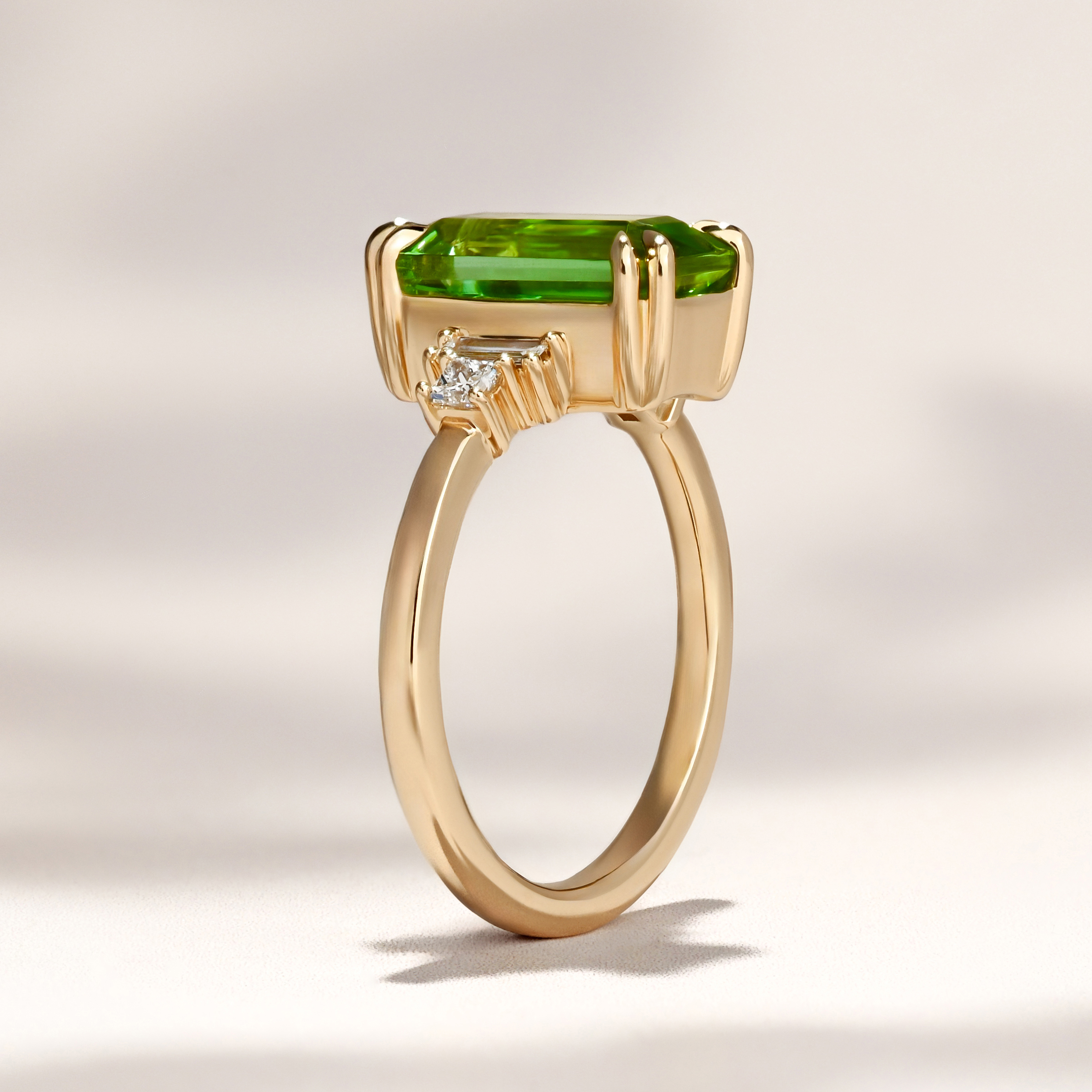 Amelia Ring: 4.19ct Rectangular Green Afghanistan Tourmaline