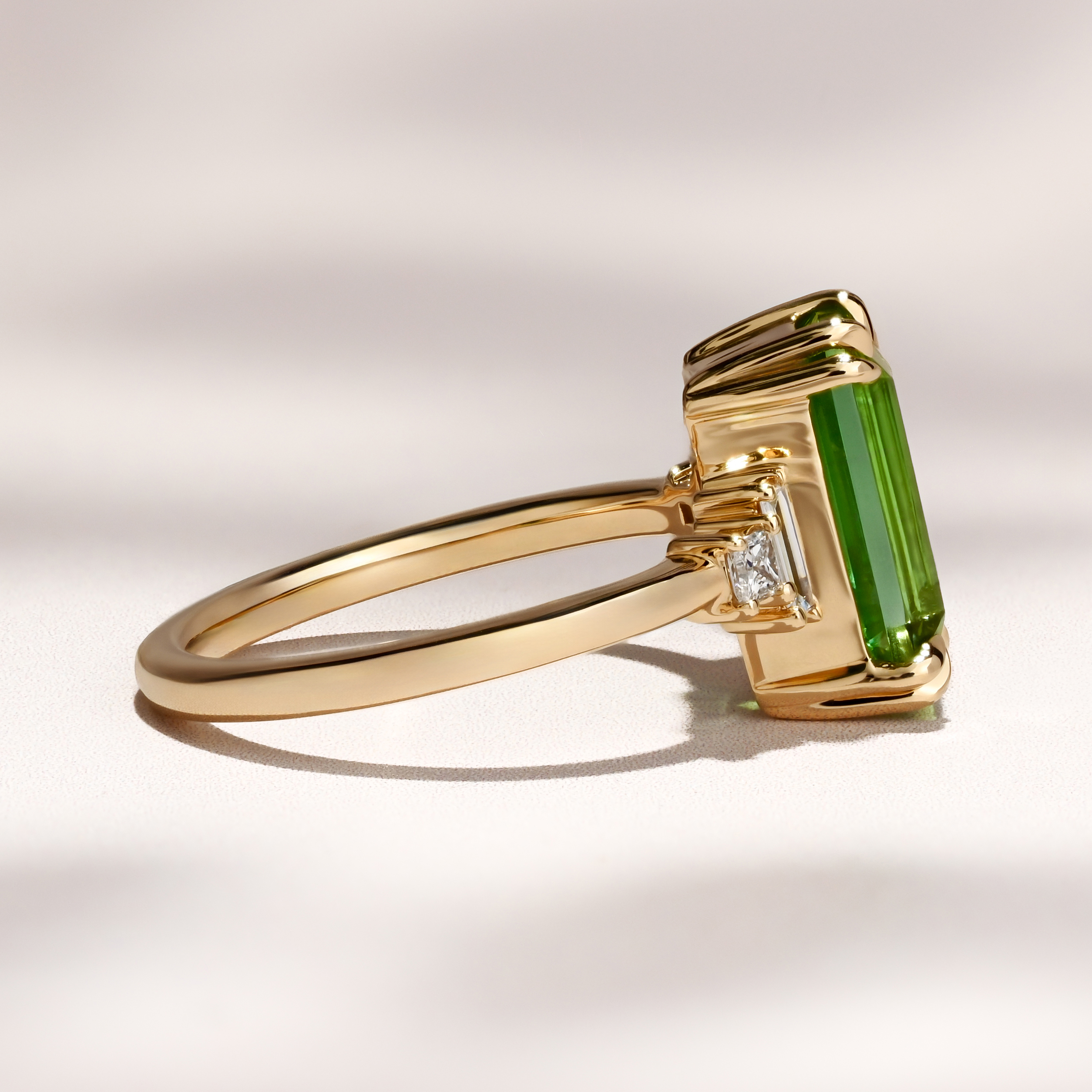 Amelia Ring: 4.19ct Rectangular Green Afghanistan Tourmaline
