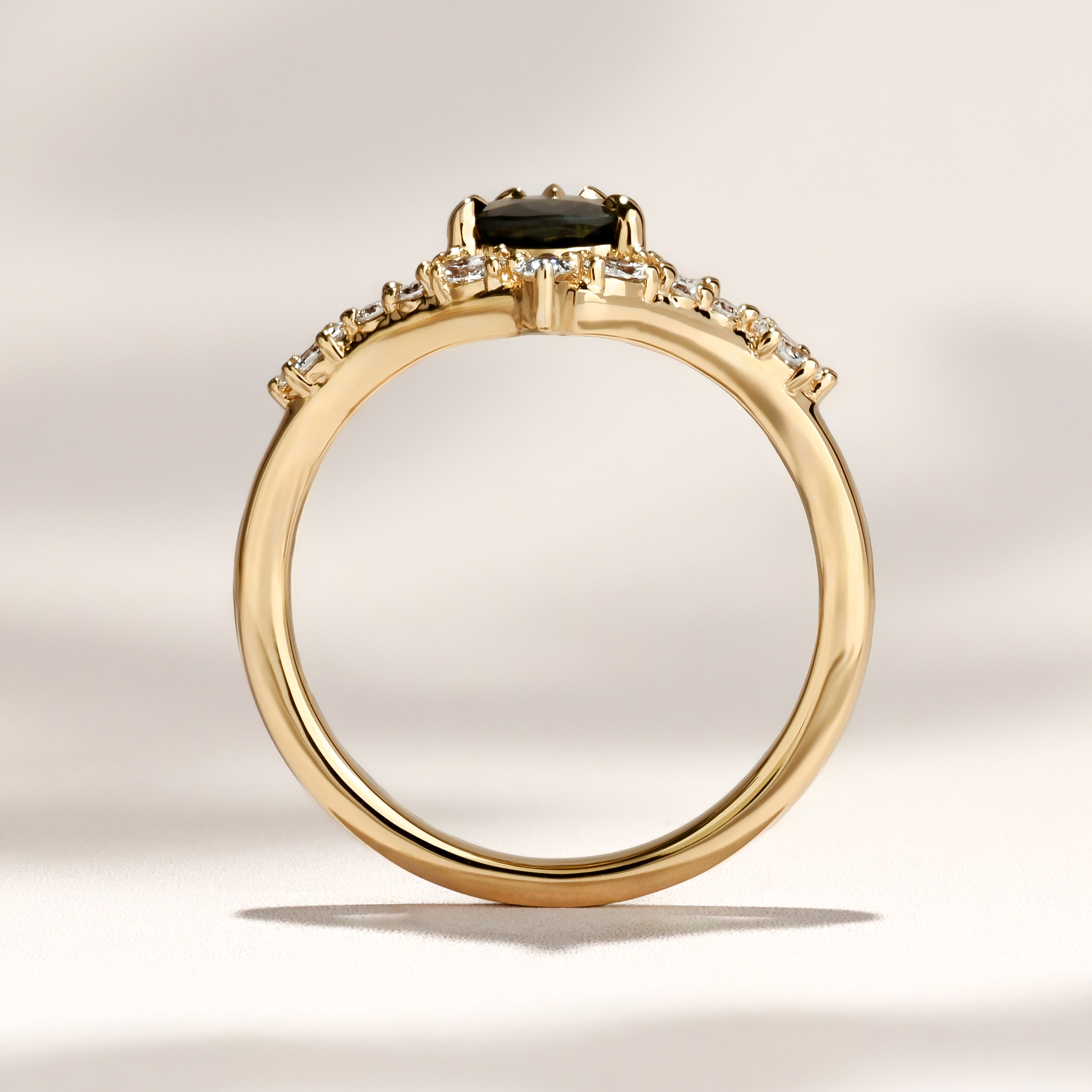 Diadem Ring |1.16ct Pear Green Australia Sapphire
