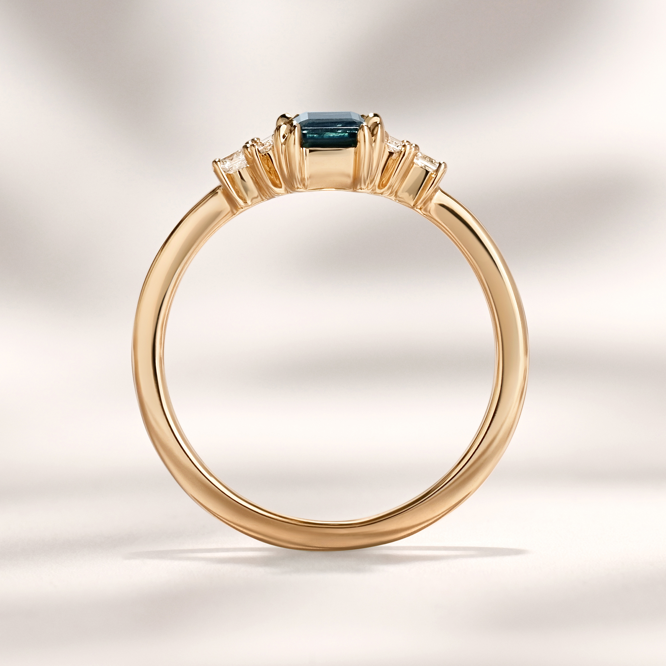 Amelia Ring | 1.34ct Rectangular Blue/Green Montana Sapphire