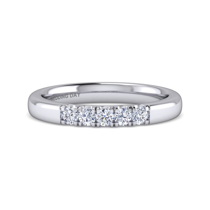 14K White Gold Five Stone 1/4ctw Lab Grown Diamond Band
