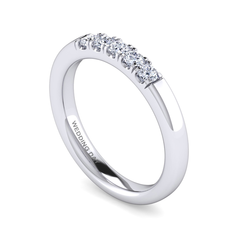 14K White Gold Five Stone 1/4ctw Lab Grown Diamond Band