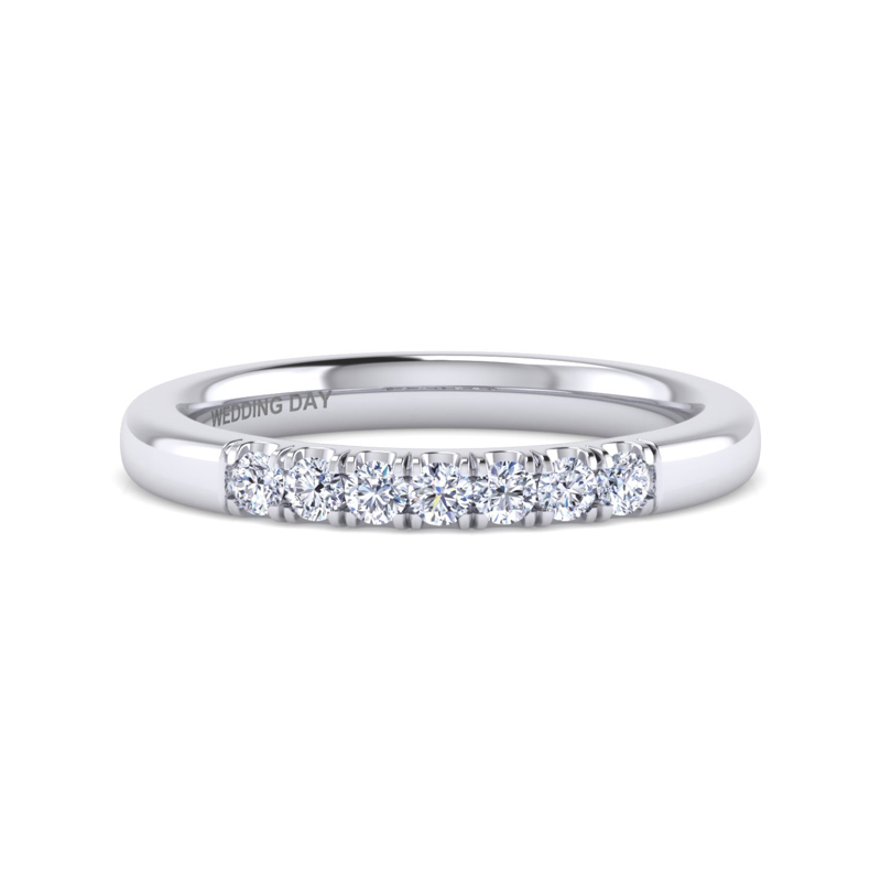 14K White Gold 7 Stone 1/4ctw Lab Grown Diamond Band