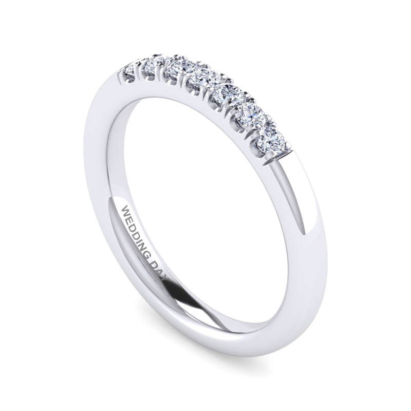 14K White Gold 7 Stone 1/4ctw Lab Grown Diamond Band