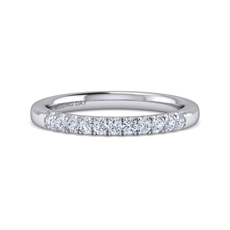 14K White Gold 11 Stone 1/4ctw Lab Grown Diamond Band