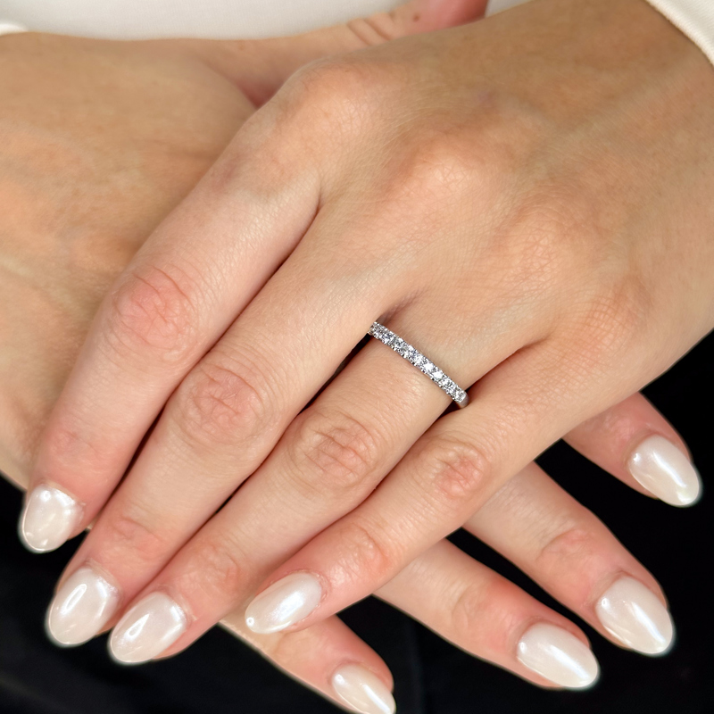 14K White Gold 11 Stone 1/4ctw Lab Grown Diamond Band
