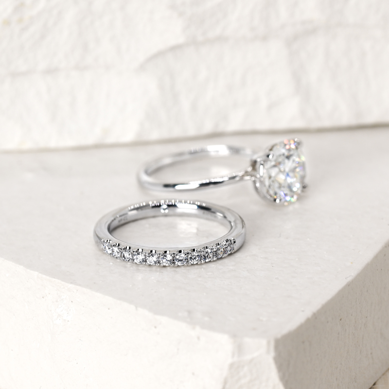 14K White Gold 11 Stone 1/4ctw Lab Grown Diamond Band