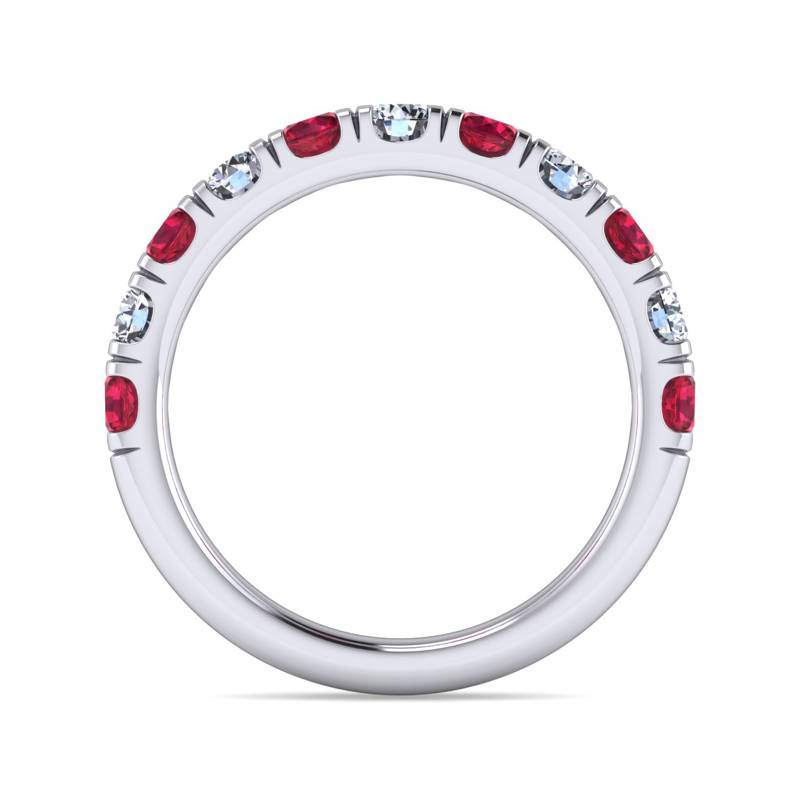 14k White Gold 11 Stone Ruby and 1/2ctw Lab Grown Diamond Band