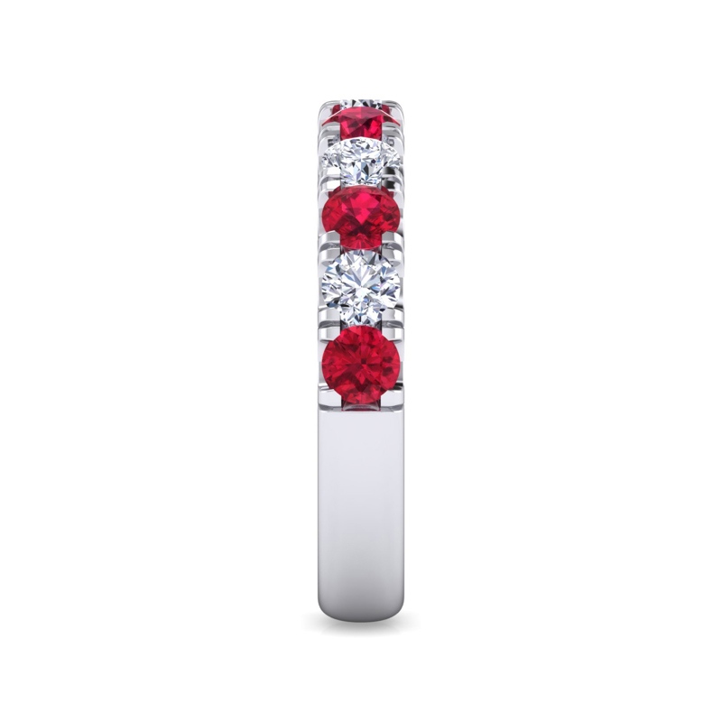 14k White Gold 11 Stone Ruby and 1/2ctw Lab Grown Diamond Band