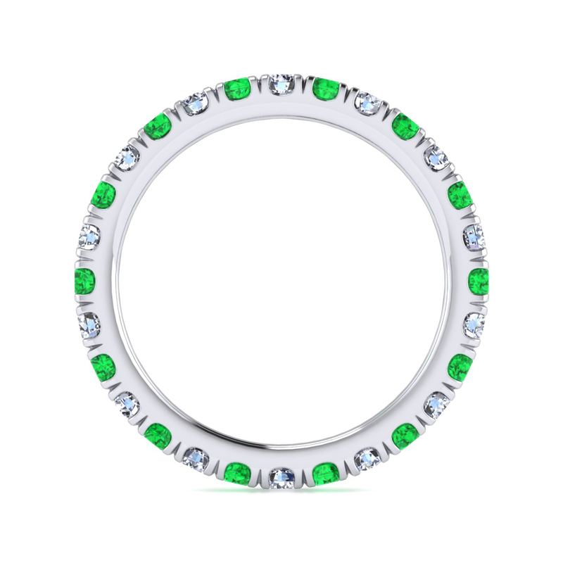 14k White Gold Emerald and 1/2ctw Lab Grown Diamond Eternity Band