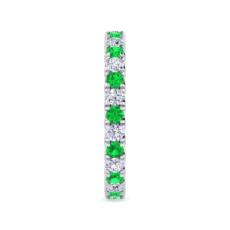 14k White Gold Emerald and 1/2ctw Lab Grown Diamond Eternity Band