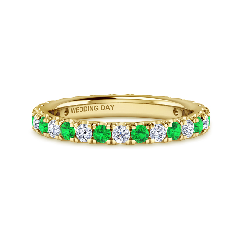 14k Yellow Gold Emerald and 1/2ctw Lab Grown Diamond Eternity Band