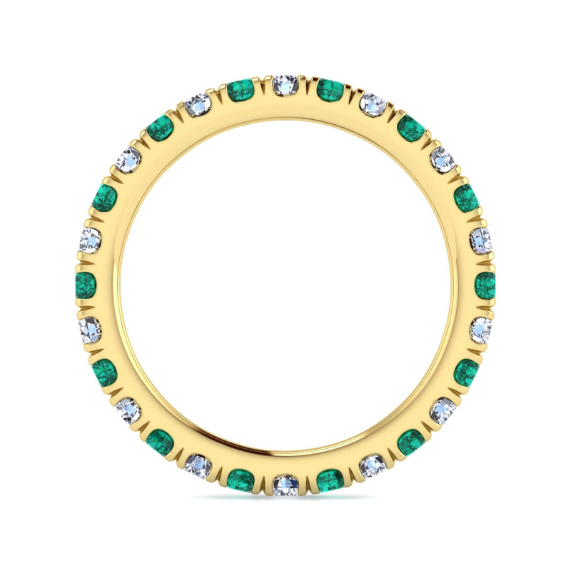 14k Yellow Gold Emerald and 1/2ctw Lab Grown Diamond Eternity Band
