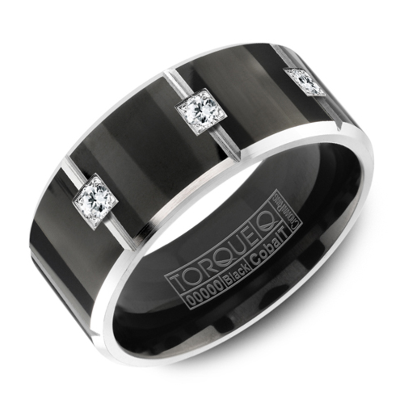 Black Cobalt 9mm Diamond Wedding Band
