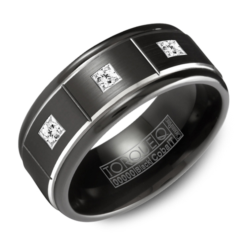 Black Cobalt 9mm Diamond Wedding Band