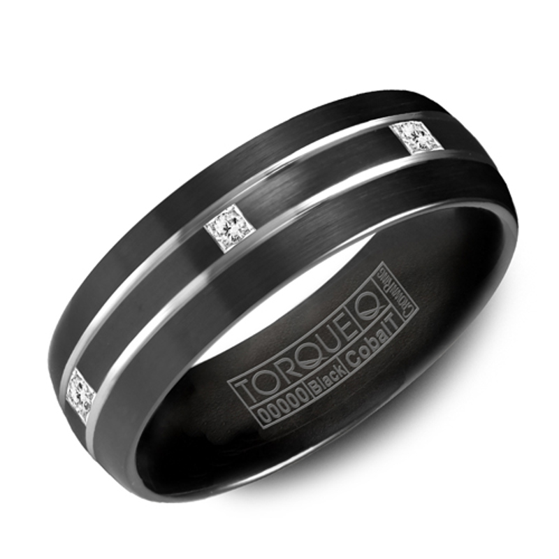 Black Cobalt 7mm Diamond Wedding Ring