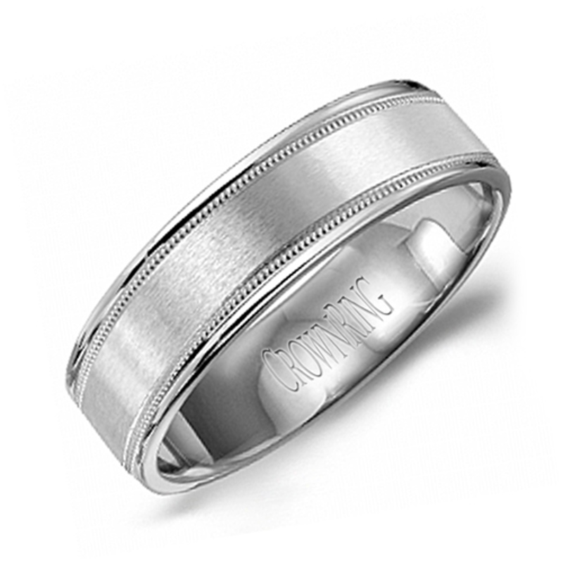 14K White Gold 6mm Satin Finish Wedding Band