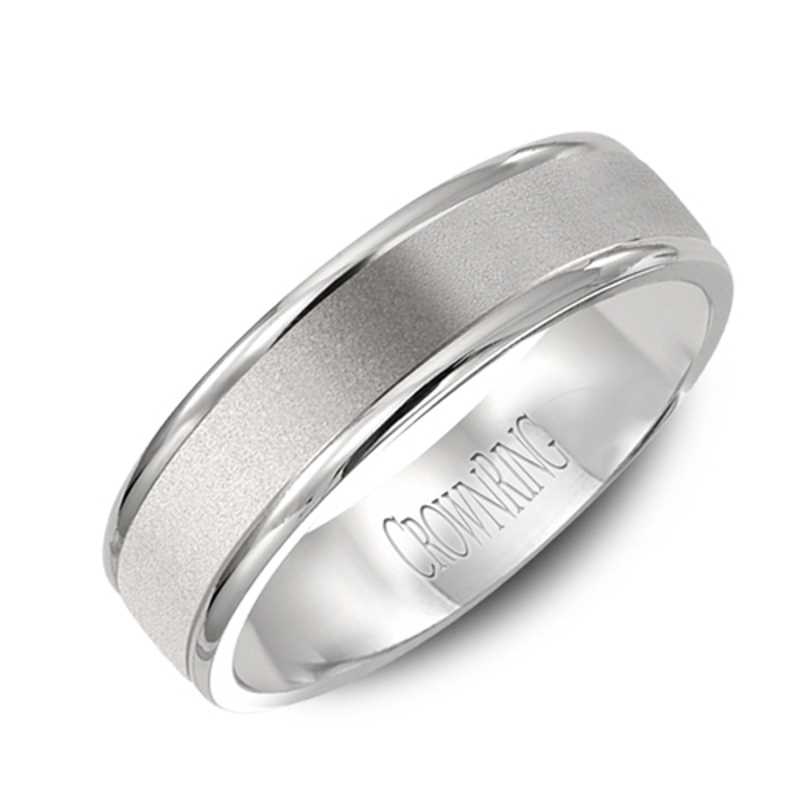 14K White Gold 6mm Brushed Finish Wedding Band