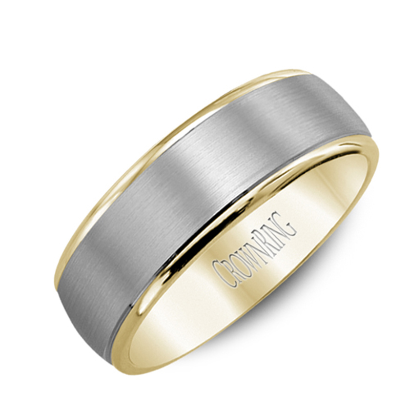 14K White and Yellow Gold 7mm Wedding Band