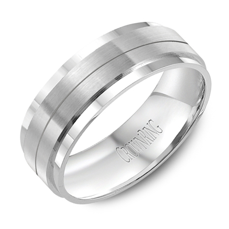 14K White Gold 8mm Sandpaper Finish Wedding Band