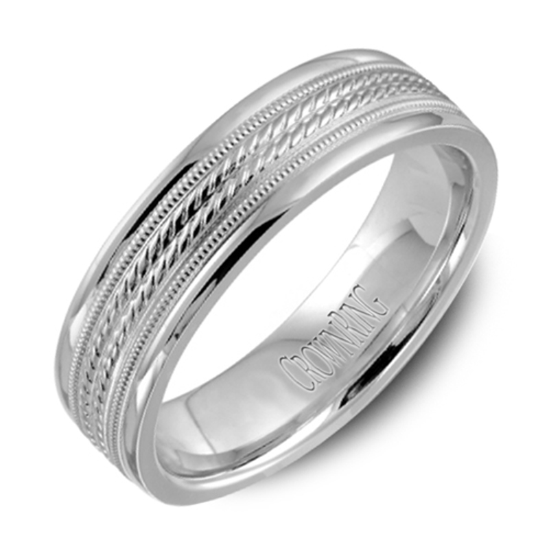 14K White Gold Double Braided 6mm Wedding Band