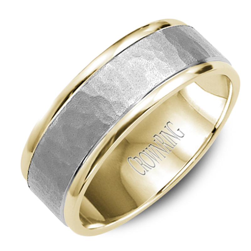 14K White and Yellow Gold 8mm Wedding Band