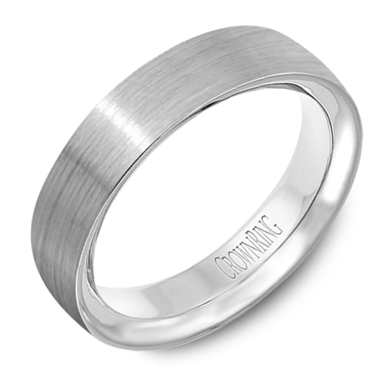 14K White Gold 5.5mm Reversed Beveled Wedding Band